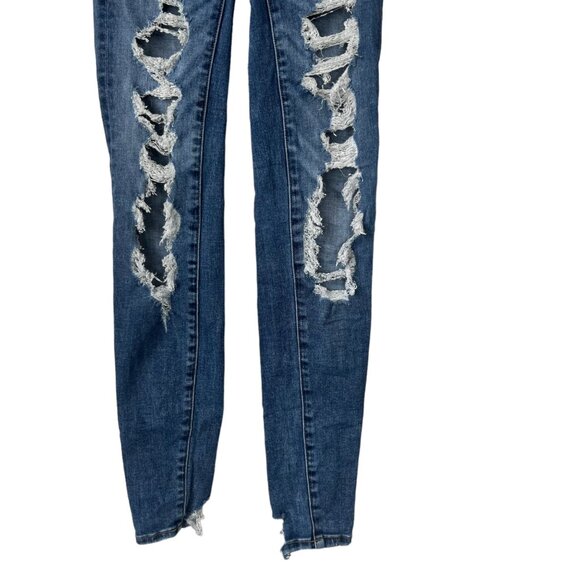 American Eagle Womens Hi-Rise Jegging Blue Distressed Size 000 - Picture 4 of 15